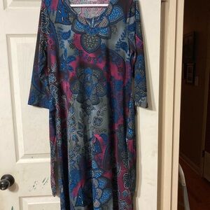 Serengeti Blue and Purple Paisley Knit Dress